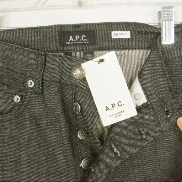 NWT A.P.C New Standard Raw Salvage Denim Dark Grey Jeans in Noir Brut size 26 - Picture 5 of 5